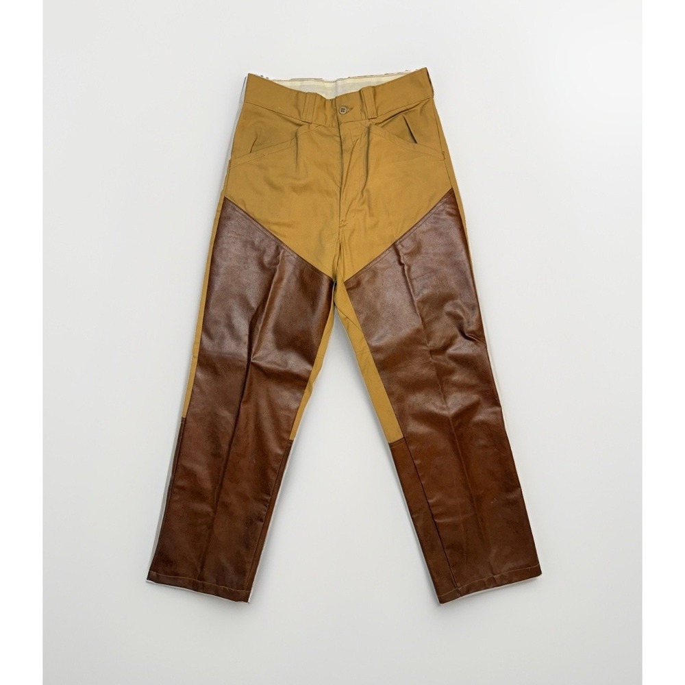 Vintage 60s Sears Leather Sportswear Hunting Pants Brown size 28 Workwear